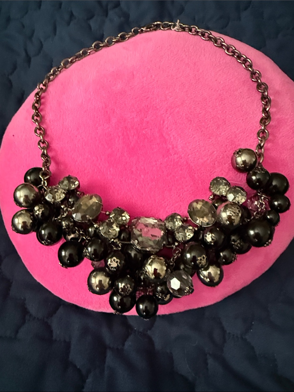 Black Cluster Statement Necklace - Women Jewelry